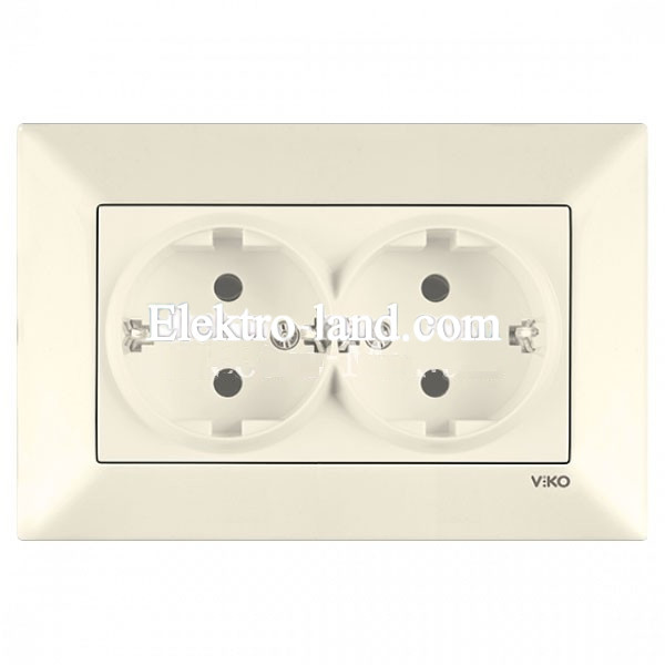 Розетка двойная с заземлением крем VIKO MERIDIAN 90970256-WH